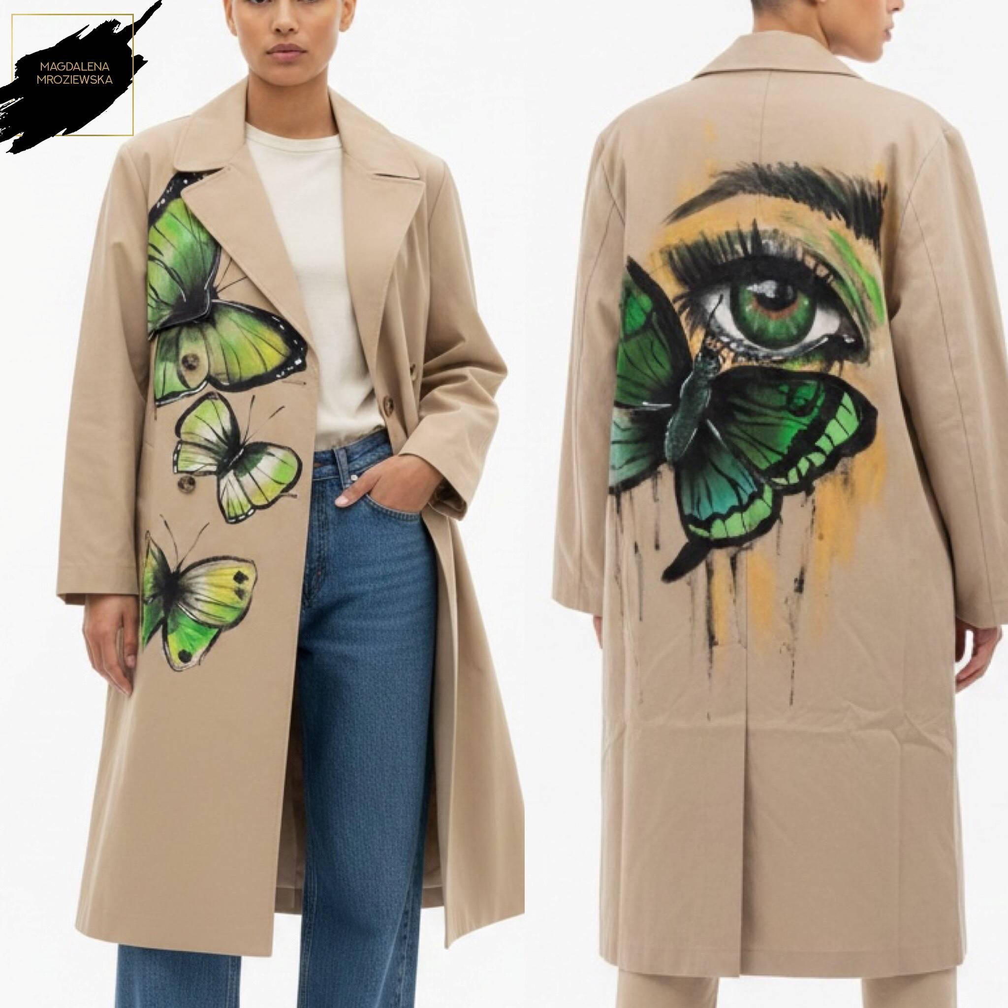 Płaszcz "Green butterflies" r. L