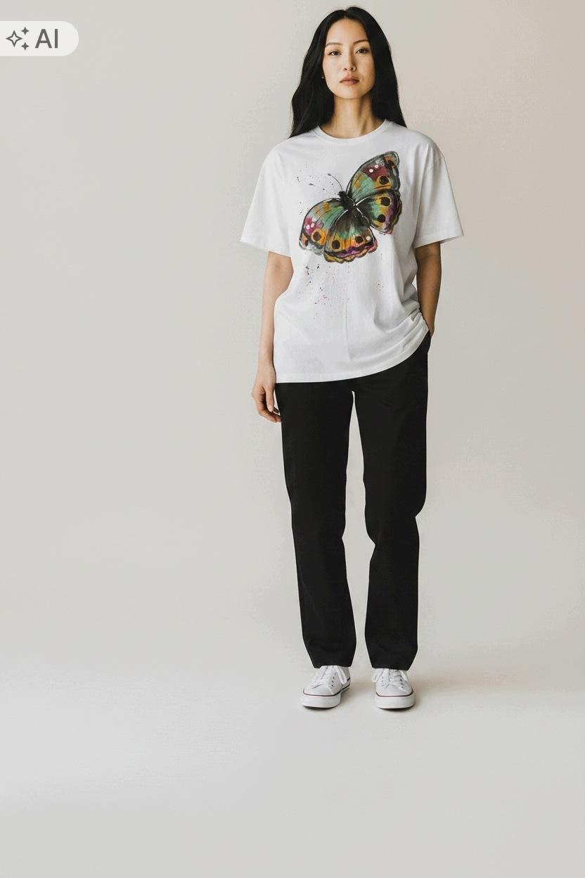 Koszulka oversize MINT BUTTERFLY