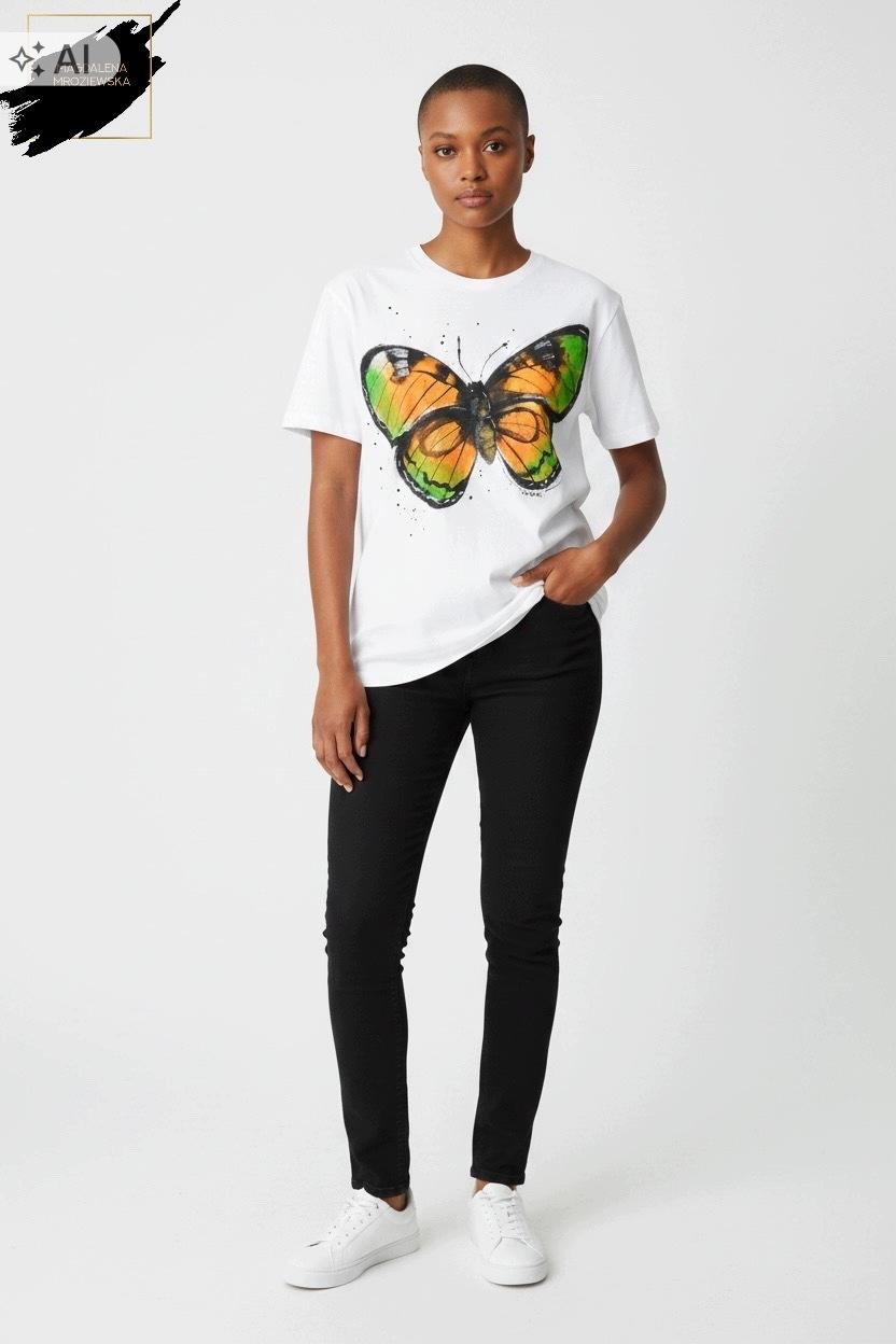 Koszulka oversize ORANGE BUTTERFLY